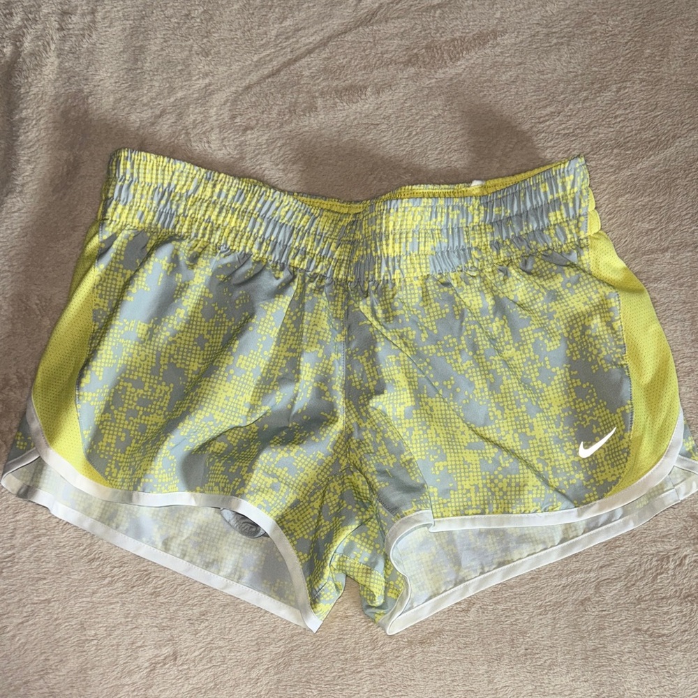 Nike Women's Yellow and Gray Running Shorts
